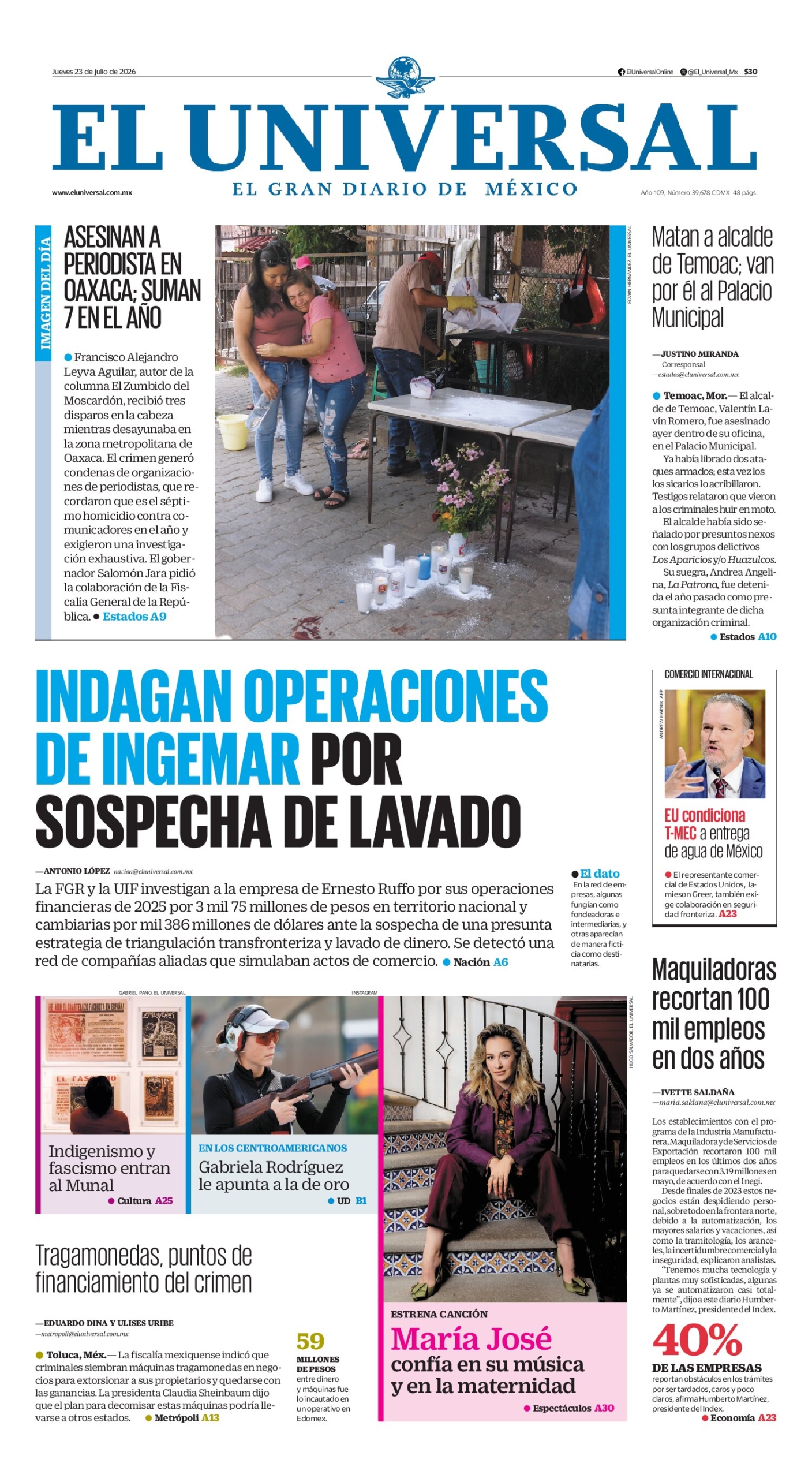 El Universal - 23 de julio de 2026