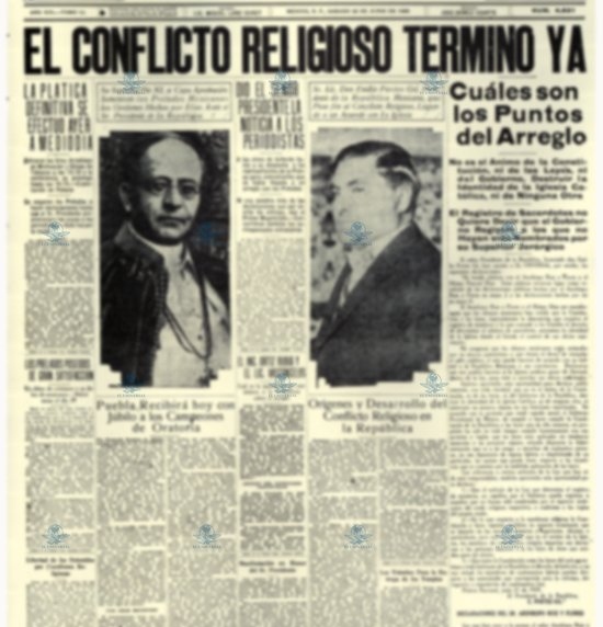 Pte. Portes Gil anuncia fin conflicto religioso