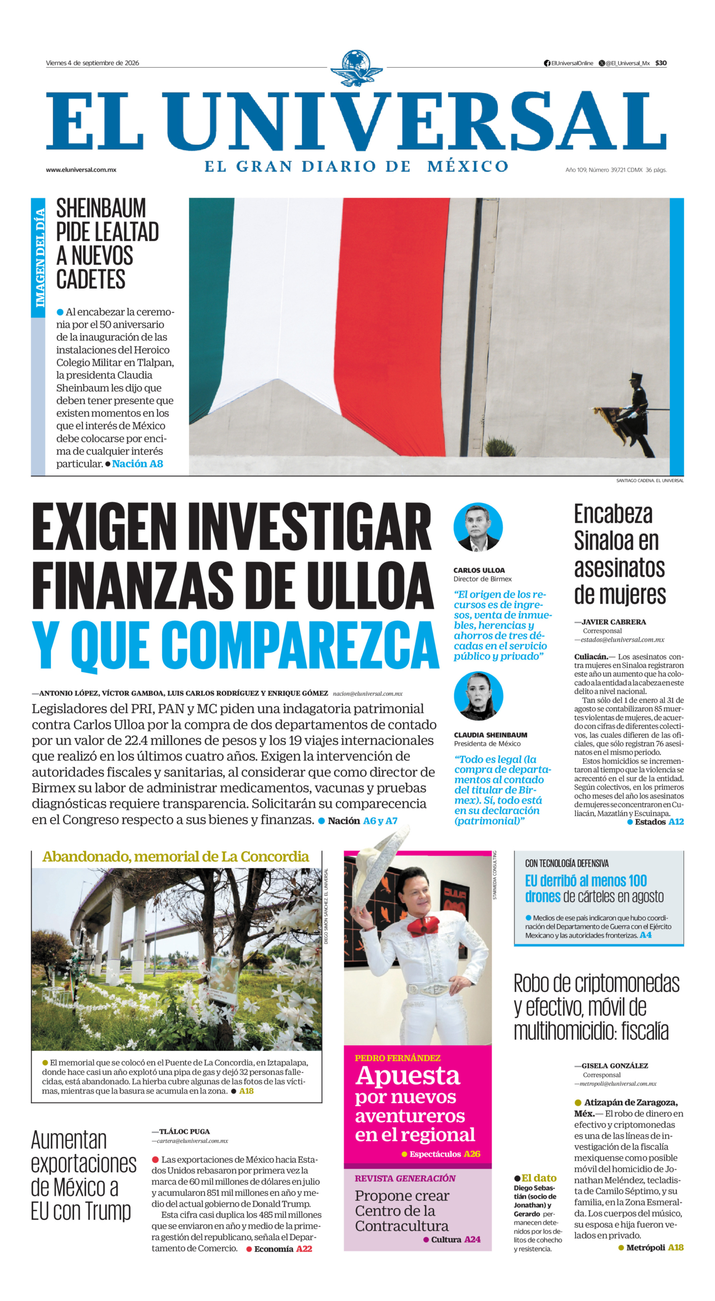 El Universal - 4 de septiembre de 2026