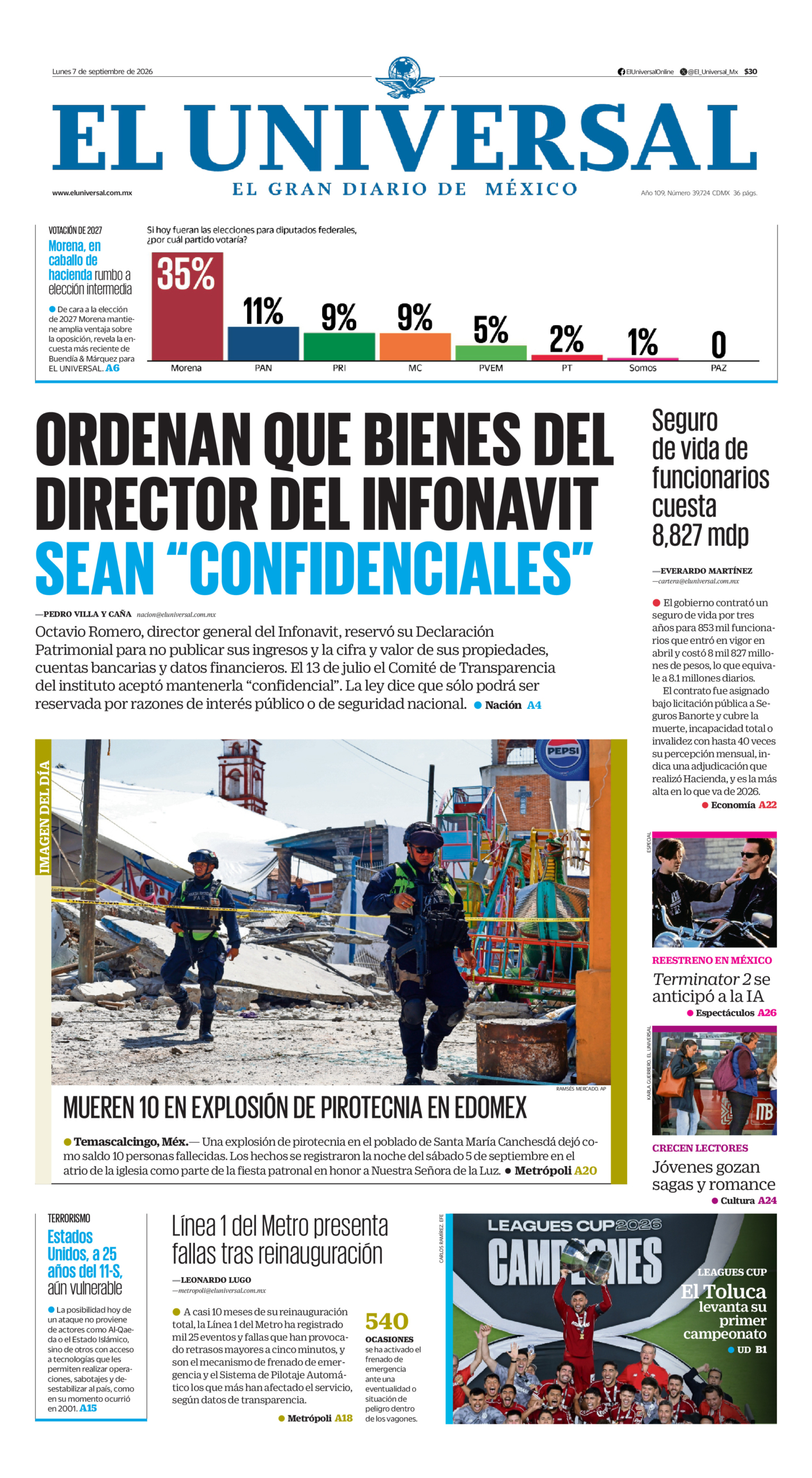 El Universal - 7 de septiembre de 2026