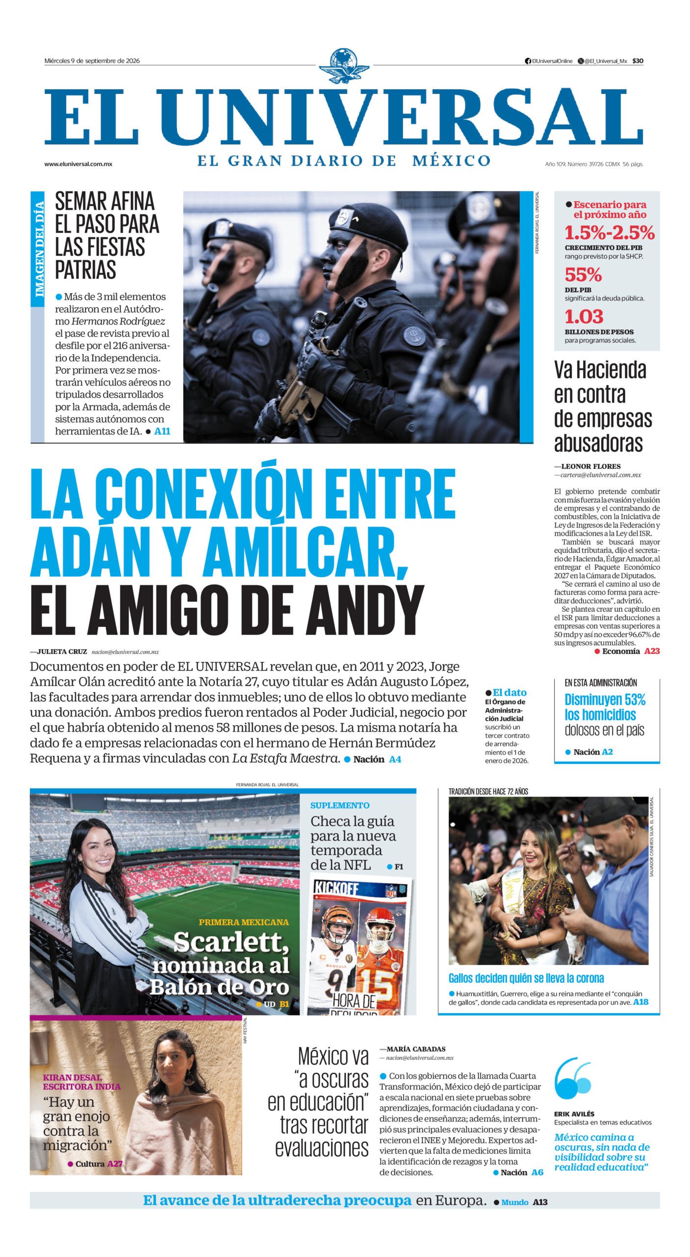El Universal - 9 de septiembre de 2026
