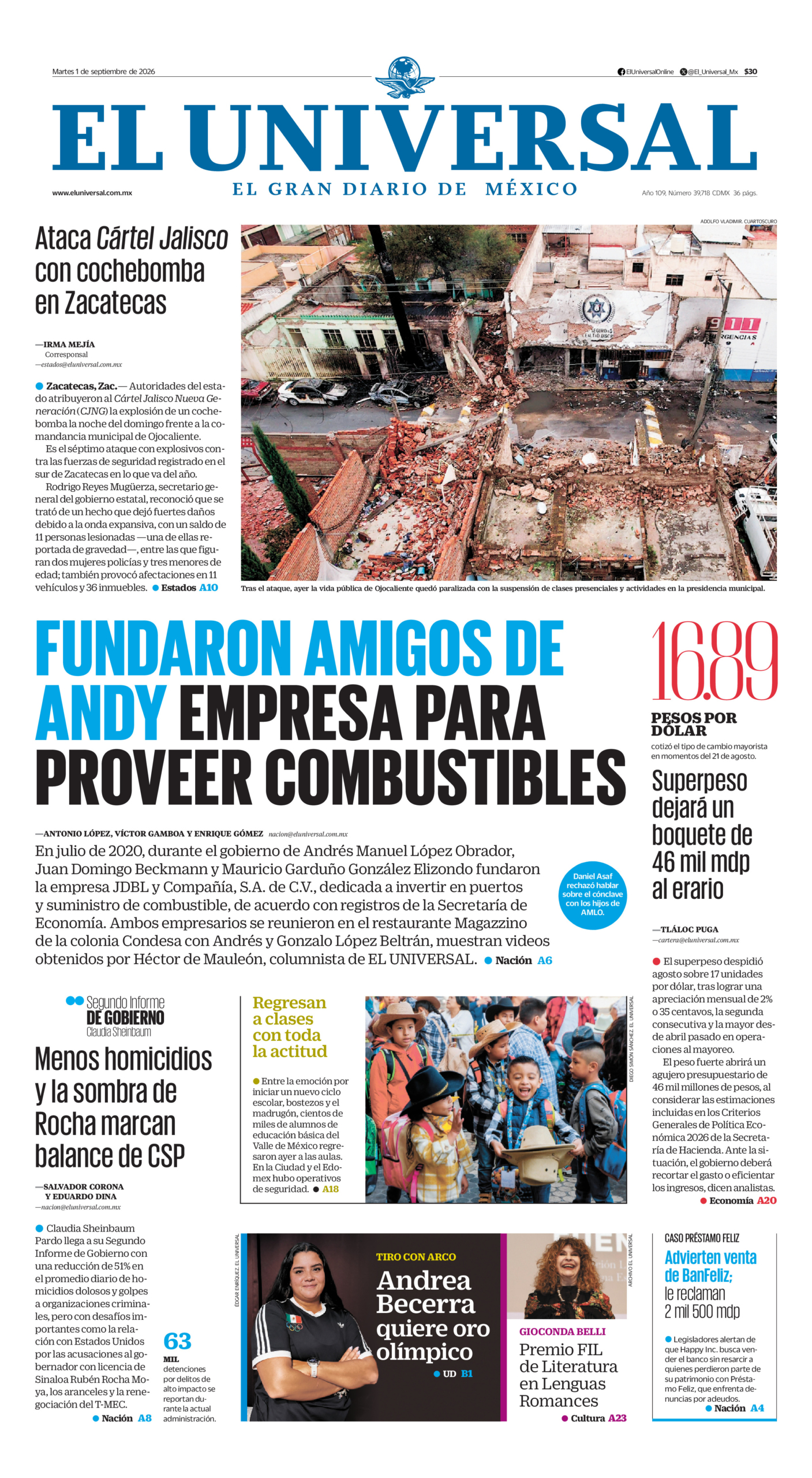 El Universal - 1 de septiembre de 2026
