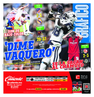 Portada del periódico Gráfico correspondiente al 21 de septiembre de 2026.