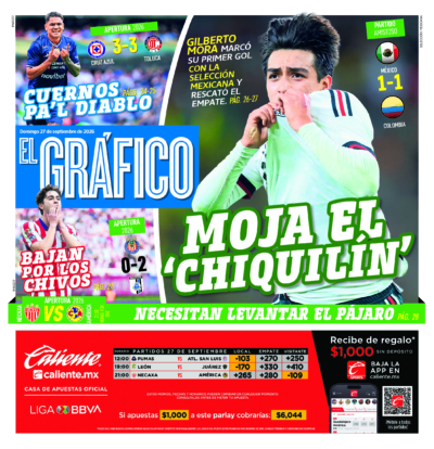 Portada del periódico Gráfico correspondiente al 27 de septiembre de 2026.