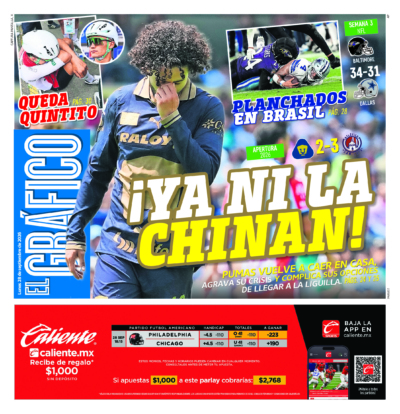 Portada del periódico Gráfico correspondiente al 28 de septiembre de 2026.