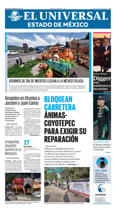 Portada del periódico Estado de México correspondiente al 26 de septiembre de 2026.
