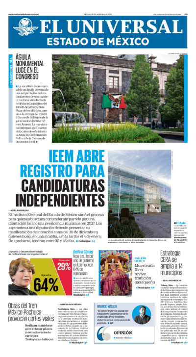 Portada del periódico Estado de México correspondiente al 30 de septiembre de 2026.