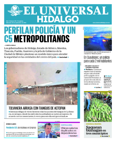 Portada del periódico Hidalgo correspondiente al 30 de septiembre de 2026.