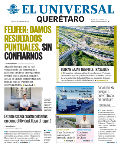 Portada del periódico Querétaro correspondiente al 22 de septiembre de 2026.