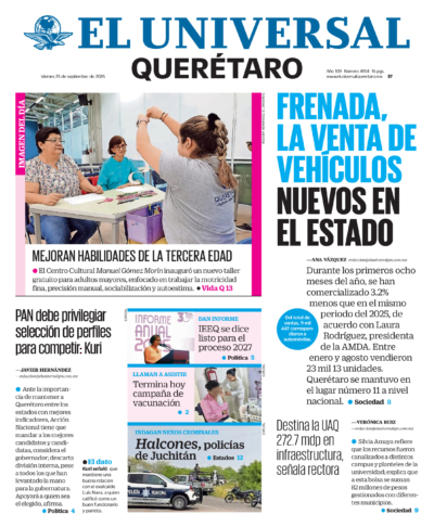 Portada del periódico Querétaro correspondiente al 25 de septiembre de 2026.