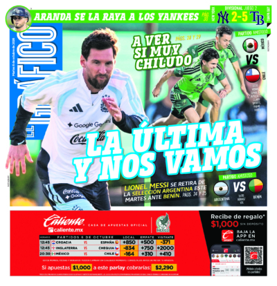 Portada del periódico Gráfico correspondiente al 6 de octubre de 2026.
