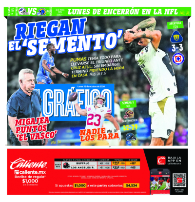 Portada del periódico Gráfico correspondiente al 12 de octubre de 2026.