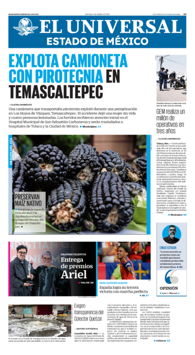 Portada del periódico Estado de México correspondiente al 4 de octubre de 2026.