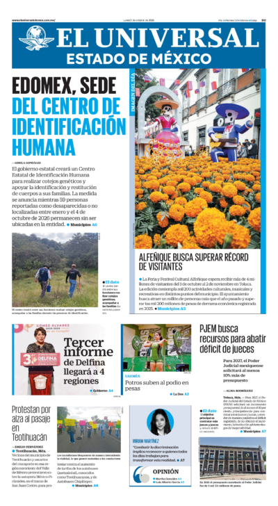 Portada del periódico Estado de México correspondiente al 5 de octubre de 2026.