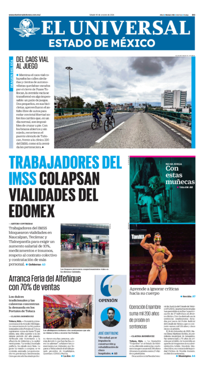 Portada del periódico Estado de México correspondiente al 10 de octubre de 2026.