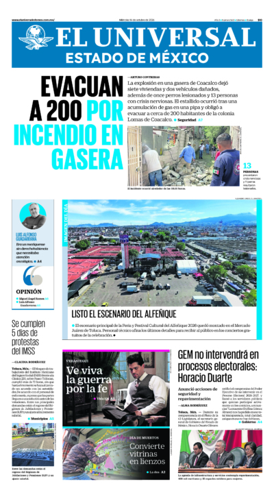 Portada del periódico Estado de México correspondiente al 14 de octubre de 2026.