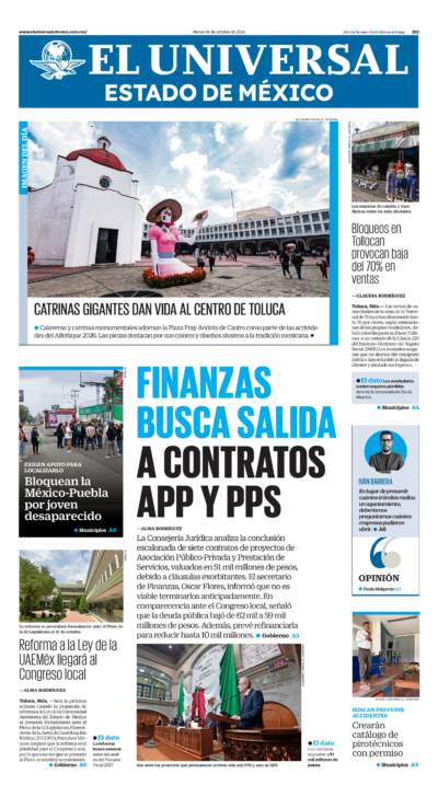 Portada del periódico Estado de México correspondiente al 16 de octubre de 2026.
