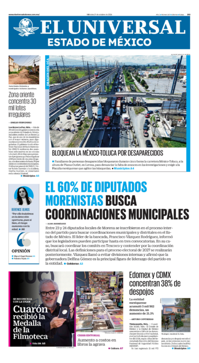 Portada del periódico Estado de México correspondiente al 21 de octubre de 2026.