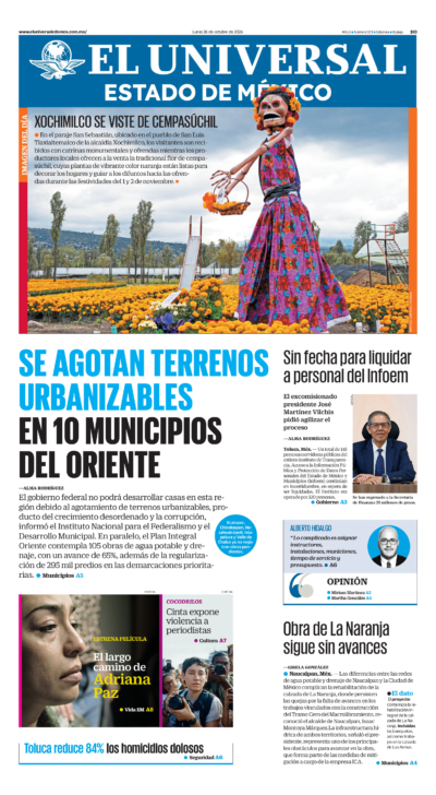 Portada del periódico Estado de México correspondiente al 26 de octubre de 2026.