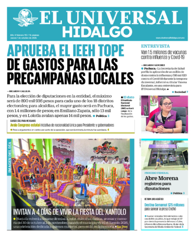 Portada del periódico Hidalgo correspondiente al 1 de octubre de 2026.