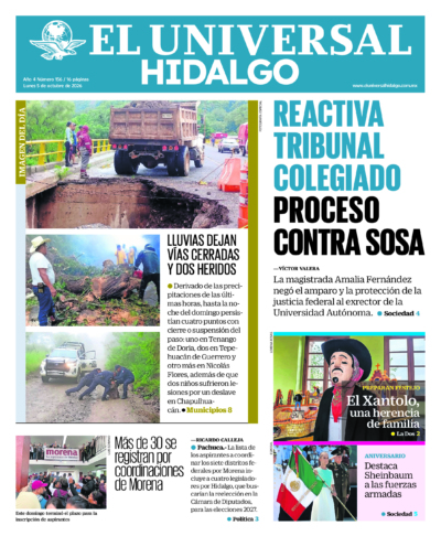 Portada del periódico Hidalgo correspondiente al 5 de octubre de 2026.