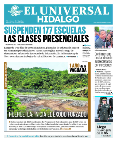Portada del periódico Hidalgo correspondiente al 7 de octubre de 2026.