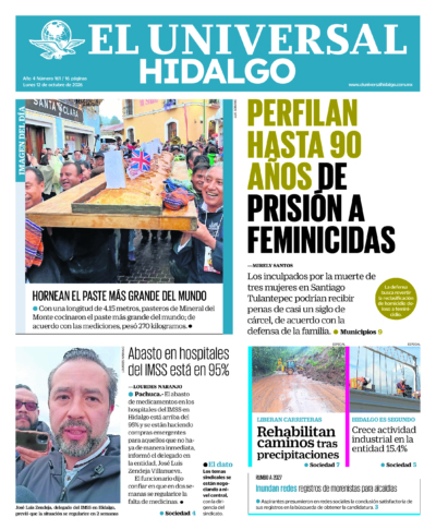 Portada del periódico Hidalgo correspondiente al 12 de octubre de 2026.