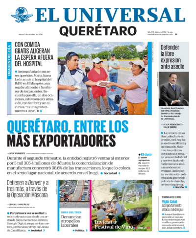 Portada del periódico Querétaro correspondiente al 1 de octubre de 2026.
