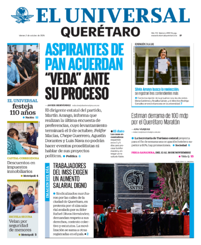 Portada del periódico Querétaro correspondiente al 2 de octubre de 2026.