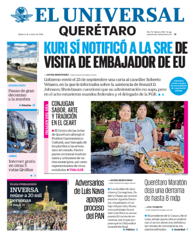 Portada del periódico Querétaro correspondiente al 6 de octubre de 2026.