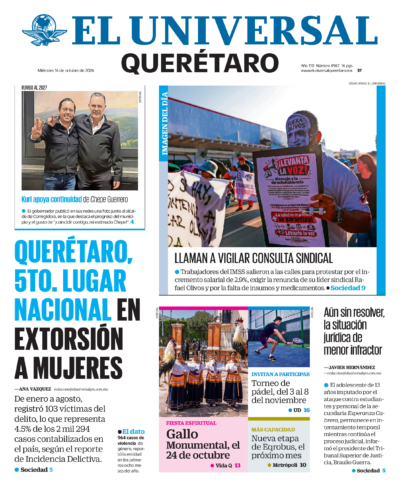 Portada del periódico Querétaro correspondiente al 14 de octubre de 2026.