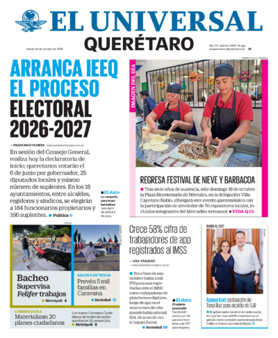 Portada del periódico Querétaro correspondiente al 16 de octubre de 2026.