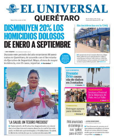 Portada del periódico Querétaro correspondiente al 20 de octubre de 2026.