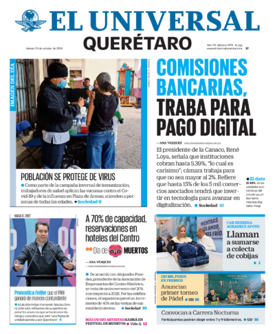 Portada del periódico Querétaro correspondiente al 23 de octubre de 2026.