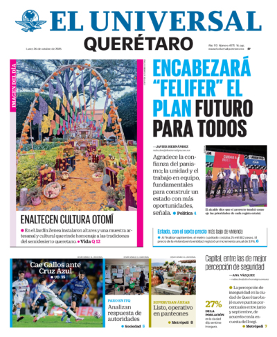 Portada del periódico Querétaro correspondiente al 26 de octubre de 2026.